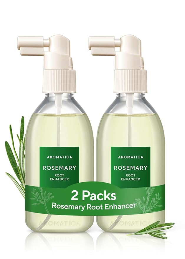 AROMATICA Root Enhancer (2 Packs) Rosemary Water Spray for Hair Growth – Korean Hair Care Oil for Scalp Detox – Flaky & Itchy & Dry Scalp Treatment – Free from Sulfate, Silicone, and Paraben (3.38oz)