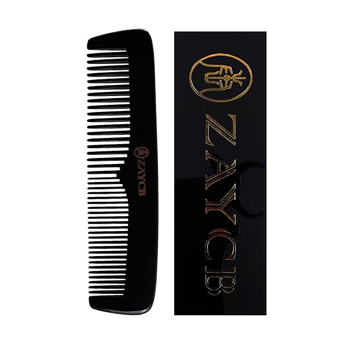 Buffalo Horn Comb - Anti-Static Detangling Styling Comb for All Hair Types (Classic Fine Tooth, Men, Women, Kids)