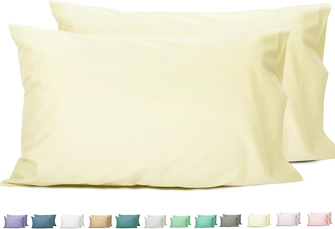 Sunflower Queen Pillowcases Set of 2, 100% Cotton Queen Pillow Cases 2, 20×30 inches Cream, Soft and Breathable