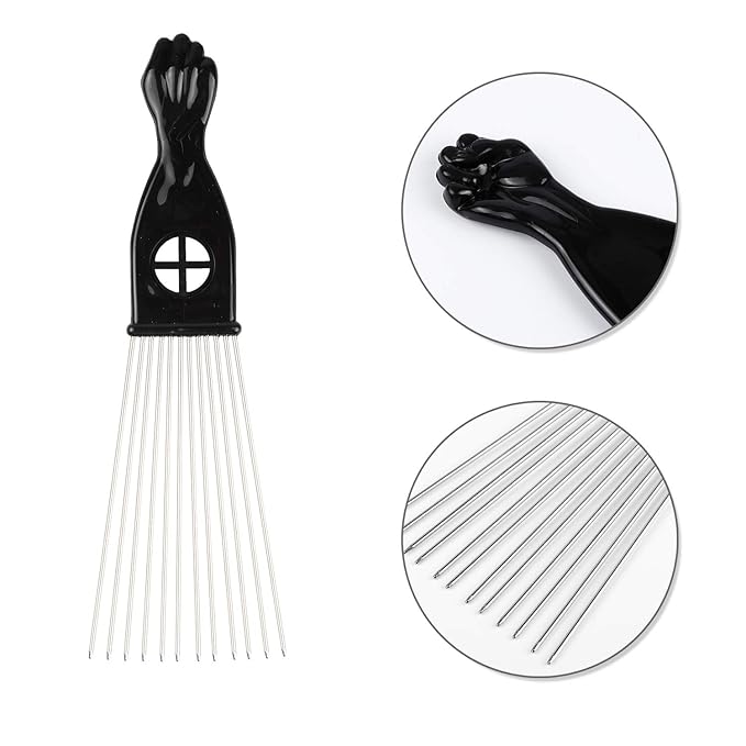 5 Pcs Afro Comb Metal African American Pick Comb Hairdressing Styling Tool Hair Pick for Hair Styling black