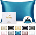 SilkSilky 100% Mulberry Silk Pillowcase - Pure 22 Momme High-Grade 6A Fibers for Hair & Skin, Envelope Closure, Natural, Organic, Breathable & Cooling Pillow Case (Standard, Teal)