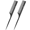 Rat Tail Comb 2Pcs Rat Combs for Women, Fine Tooth Parting Tip Carbon Fiber Root Teasing Anti Static Hair Comb, for Styling (2Pcs Black)