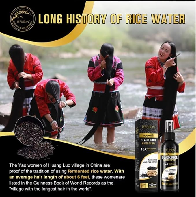 Organic Black Rice Water Spray for Hair Growth, with Castor Oil & Ginger Root Extract for Thicker, Fuller Hair, Helps in Hair Loss and helps Repair Damage 100ml/3.2 fl. Oz (1 PC) - ActivePur