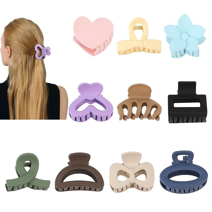 10 Pack Mini Hair Clips 1.5 Inch Small Claw Clips for Women Girls 10 Styles Nonslip Matte Hair Accessories