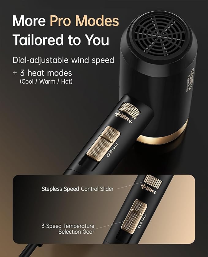 Hair Dryer, CONFU Blow Dryer with Diffuser, 21000PRM Professional Hairdryer, Portable Lightweight Fast Drying Negative Ionic Blow Dryer, Hair Diffuser for Curly Hair for Home Travel
