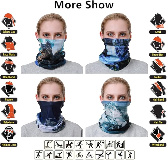 Headband Neck Gaiter Head Wrap Headwear Face Mask Magic Scarf Bandana for Men and Women