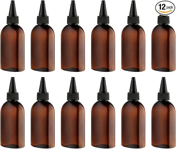 Cosywell Paint Bottles 12Pack 100ml/3.4oz Empty Squeeze Bottles Leak-Proof Refillable Plastic Hair Color Applicator Bottle Paint Storage Containers for Paint Art Crafts Shampoo Liquids(Clear)