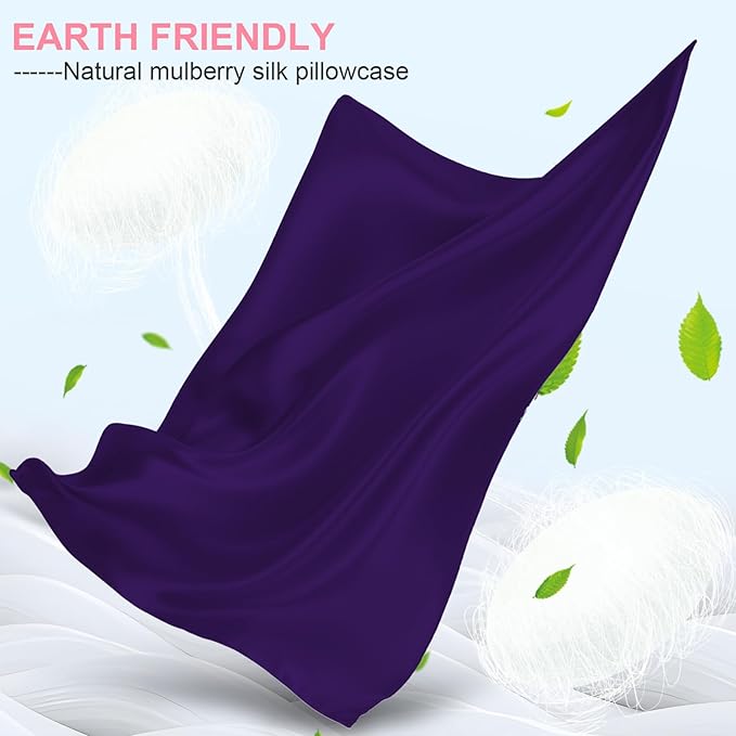 Mulberry Silk Pillow Cases 2 Pack Standard Size 20x26 Inches with Hidden Zipper, Ultra Smooth and Soft Breathable Cooling Silk Satin Pillowcase Set of 2, Better for Hair and Skin, Gifts for Women Men