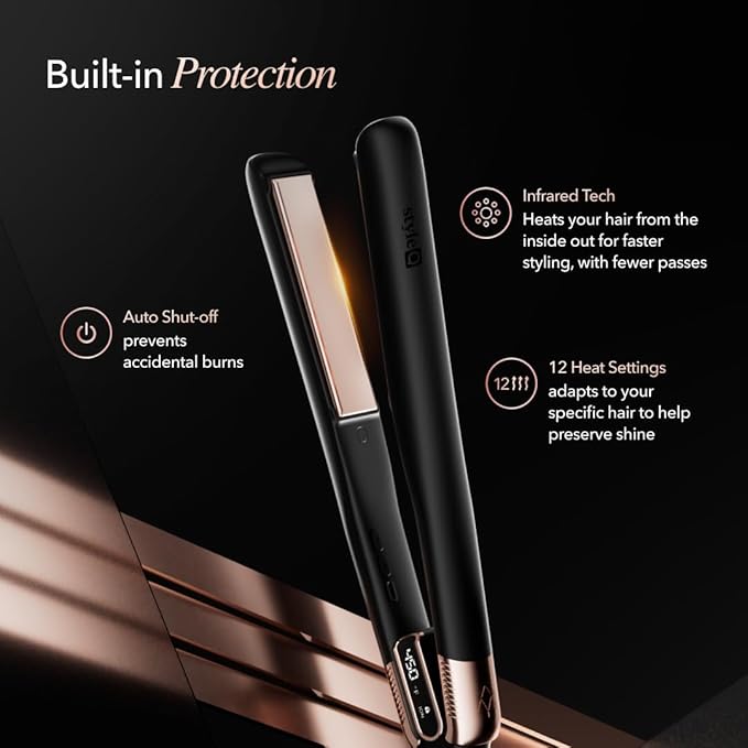 SRILabs StyleQ Flat Iron Hair Straightener Styler - GraphFlow Techonology, Negative Ions, Infrared Light Therapy, 12 Heat Settings for Straight, Smooth, Waves and Curls: All Hair Types