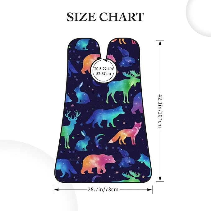 Waterproof Beard Trimming Bib, Non-Stick Hair Catcher for Men Shaving, Grooming Apron for Husband Dad, Space Galaxy Deer Bear Moose Fox Wolf Wild Animals Shave Bib