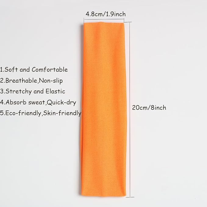 Headbands for Women,12PCS,Soft Stretch Elastic Yoga Sport Headbands