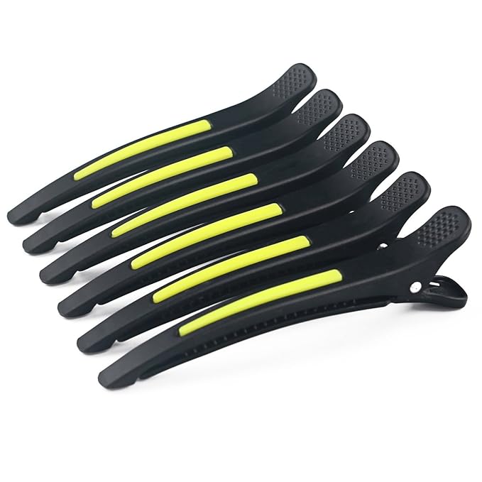 6Pcs/set Pinup Plastic Duck Bill Hair Clips for Sectioning Hair - Professional Non Slip Silicone band Clips Salon DIY Accessories Hairpins Hairgrip for Women(Blcak-Style3)