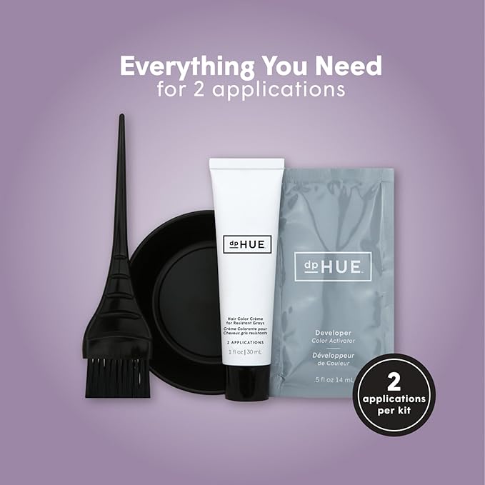 dpHUE Root Touch-Up Kit for Resistant Grays, Dark Brown - Permanently Cover Difficult, Stubborn Gray Hair - 2 Applications Included - Vegan & Leaping Bunny Certified