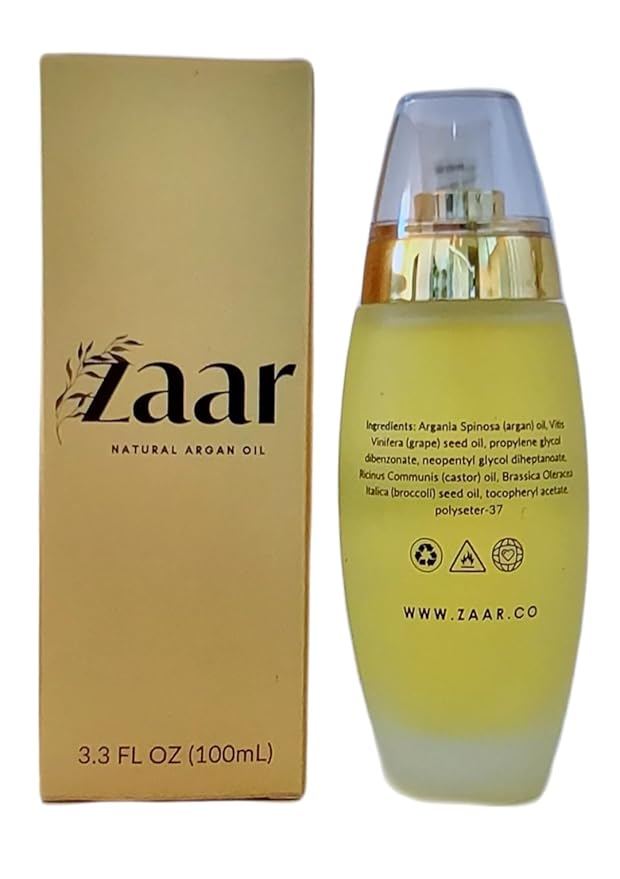 Zaar Natural Argan Oil, Argan Oil for Hair, Smooth & Shine Hair Polisher, Argan Oil of Morocco for Anti Frizz Control, Hair Growth