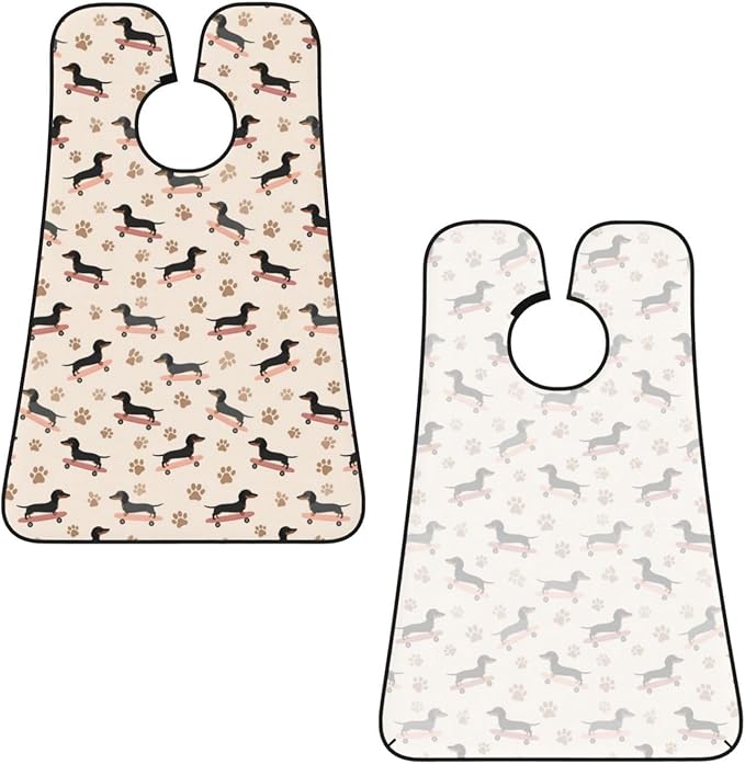 Men's Shaving Accessory Cartoon Dogs Skateboard Doxie Dachshund Weiner Dog Pet Dogs, Waterproof Beard Apron with Hair Catcher & Suction Cups