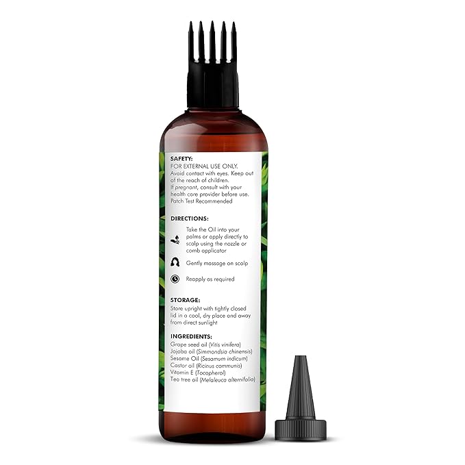 Majestic Pure 100% Pure Tea Tree Oil For Hair Growth - Strengthening, Nourishing, Volumizing - Infused with Jojoba Oil & Grapeseed Oil - Non GMO Verified - 6.7 Fl Oz