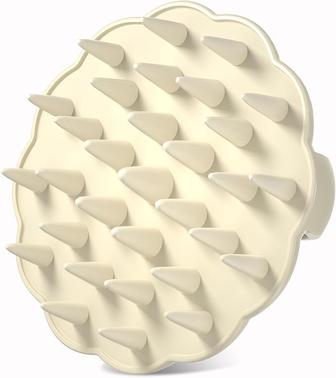 Scalp Massager Hair Growth, Scalp Scrubber Wiht Silicone Bristles, Head Massager Scalp, Wet Dry Hair Care Scalp Scrub for Women Man (White)