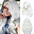 White Wig for Women, 18 Inch Middle Part Wavy Curly Wigs Synthetic Heat Resistant Soft deep wave Wig for Women Daily Use (White, 18 Inch)
