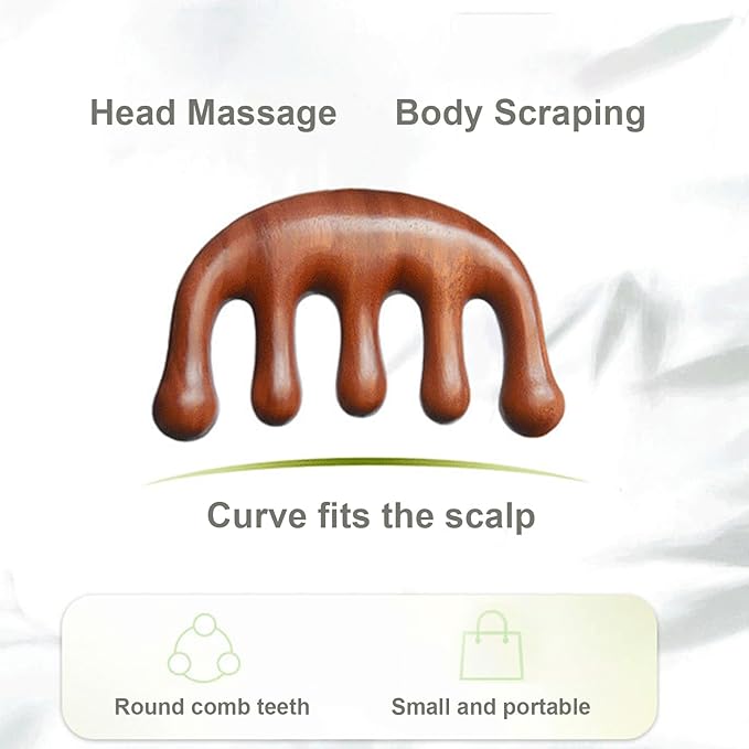 Wooden Scalp Massager Comb & Head Massage Tool, Scalp Gua Sha Wooden Combs for Women and Men (Classic Comfort)