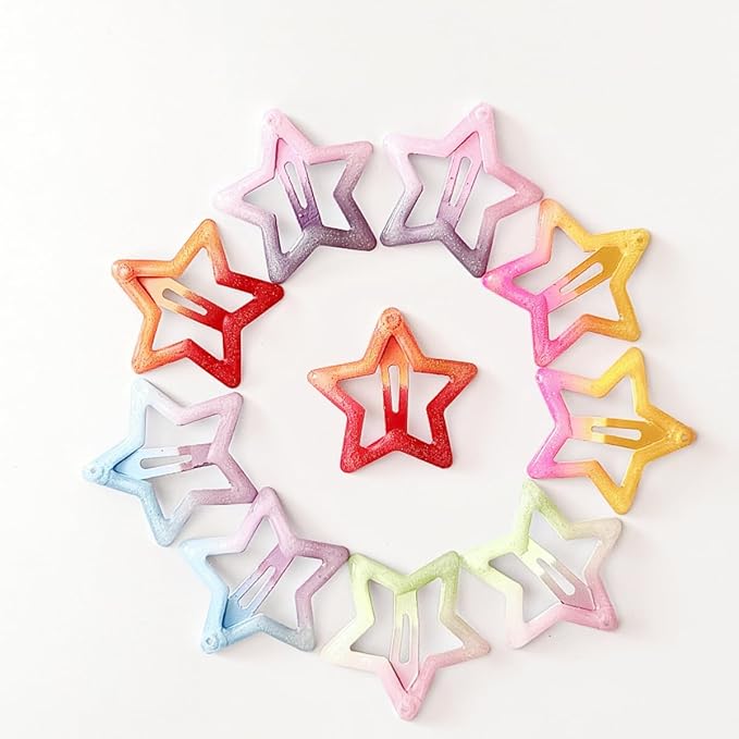 Star Hair Clips for Girls, 50 Pcs No Slip star Metal fashion Hair Snap Clips Barrettes for Kids Teens Women