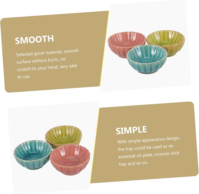 3Pcs Ceramic Essential Oil Bowls 2.83 Inch Spa Mixing Dishes for Aromatherapy Facial Mask and Hair Color Treatments Smooth Finish Salon Color Bowls