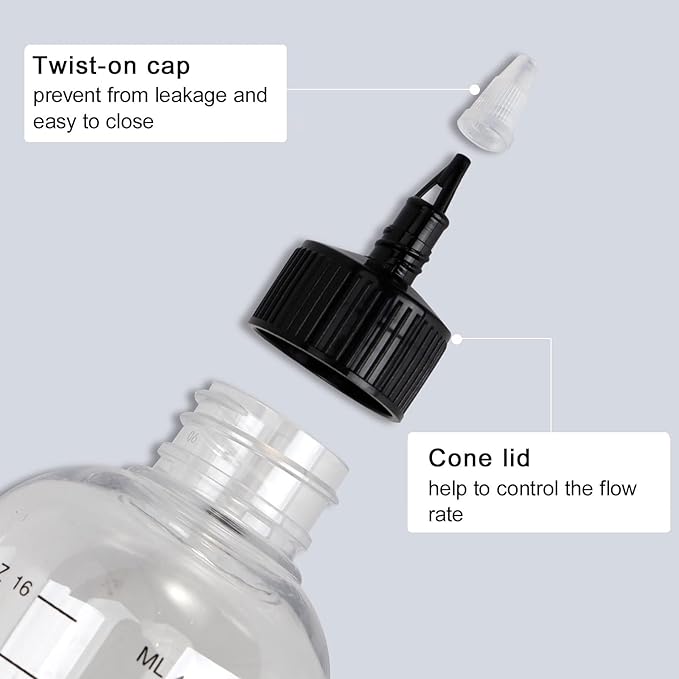 Applicator Bottle for Hair, 16.9oz Hair Applicator Bottle 2 Packs, Hair Color Bottle Applicator with Ratio Graduated Scale, Hair Dye Bottle Applicator with Twist Top Cap