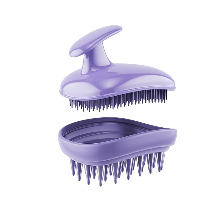 2-in-1 Scalp Massager Shampoo Brush,Scalp Scrubber, Exfoliator Brush for Removing Dandruff & Hair Growth,Detangling Scrubber for Wet or Dry Hair - for All Hair Types(Purple)