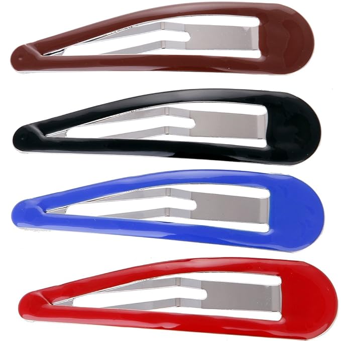 LONEEDY Pack of 10 Large Metal Stoving Varnish Hair Snap Clips,3.5 inch Long No-slip Hair Clips Barrettes For Women and Girls (Black)