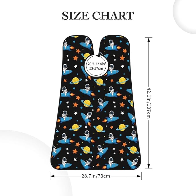 Adjustable Beard Catcher Apron, Space Astronaut Rocket Cartoon Shave Bib, Non-Stick Waterproof Grooming Bib, Shaving Essential for Men Dad Christmas