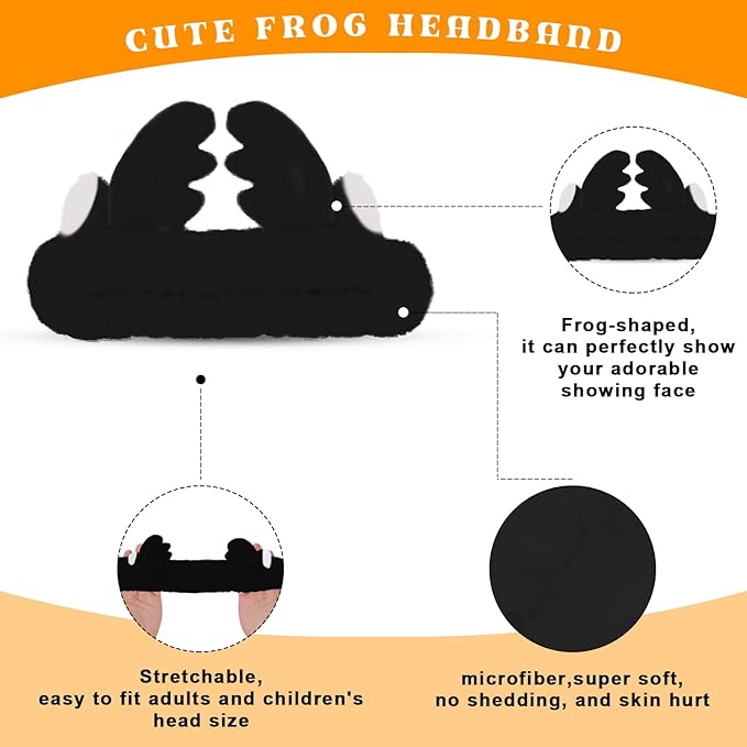 Jowmoy Cute antlers Headband Frog Eye Elastic to Wash Face for Women Makeup Shower Spa.