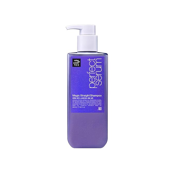 Mise En Scene Perfect Serum Magic Straight Shampoo | Anti-Frizz, Heat Protectant, Hair Straightener Effect, Korean Shampoo for Frizz Control, Shine and Smoothing 17.92 Fl Oz