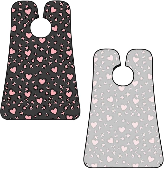 Waterproof Grooming Apron, Non-Stick Beard Bib with Suction Cups, for Love Heart Dark Gray Black Leopard Cheetah Print