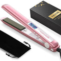 Wavytalk Salon Flat Iron Hair Straightener, Negative Ion Function with Titanium Plates Get Shinier & Smoother Hair, 15 Adjustable Temp, Dual Voltage & 60 Mins Auto Shut Off (Rose Gold)