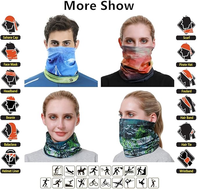 Headband Neck Gaiter Head Wrap Headwear Face Mask Magic Scarf Bandana for Men and Women