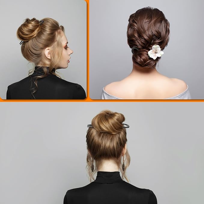 BEoffer French Hair Pin 3PCS Metal Hair Pins for Women Elegant French Twists, Buns and Updos with No Hair Damage, U-shaped French Pin Great Hold and Comfortable Keeps Hair in Place (Gold Black Silver)