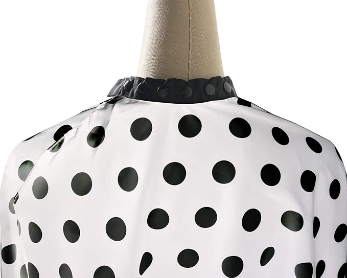 Professional Salon Cape - Polyester Hair Cutting Cape, 54"x62", Black and White Dots