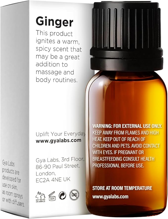 Gya Labs Ginger Essential Oil - 0.34 Fl Oz - for Hair, Skin, Diffuser, Aromatherapy & DIY Candle Making Scent