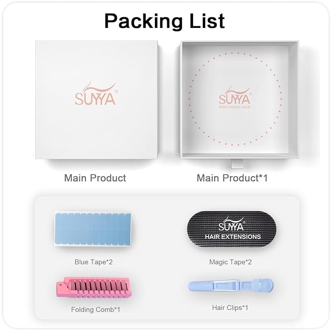 SUYYA Invisible Tape in Hair Extensions Human Hair Darkest Brown Seamless Injected Hand-Tied Pro Quality Virgin Human Hair 20PCS 50G/Pack Straight Tape Ins(22 inch #2 Darkest Brown)