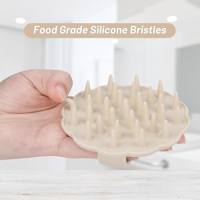 Scalp Massager Hair Growth, Scalp Scrubber Wiht Silicone Bristles, Head Massager Scalp, Wet Dry Hair Care Scalp Scrub for Women Man (White)