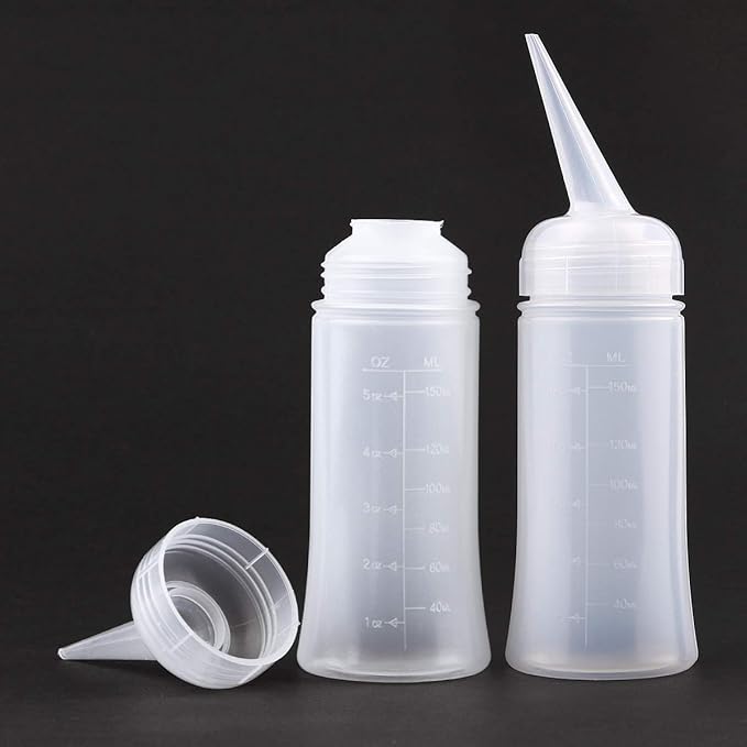 Driwe Applicator Bottles for Hair - 5oz Squeeze Bottle with Angle Tip - Pack of 2