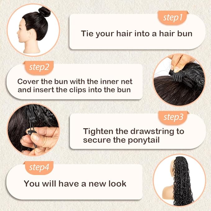 Drawstring Ponytail for Women Boho Box Braids with Long Wavy Hair Ponytail Extension Synthetic Hair Extensions Ponytail for Daily Use (4#, 18 Inch)