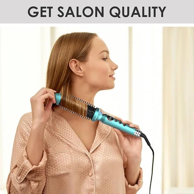 1 1/2 Inch Thermal Brush Negative Ion Heated Round Brush Dual Voltage 12 Temperature Settings Curling Hairbrush for Medium Long Hair (1.5 Inch Barrel 2.1 Inch Bristles)