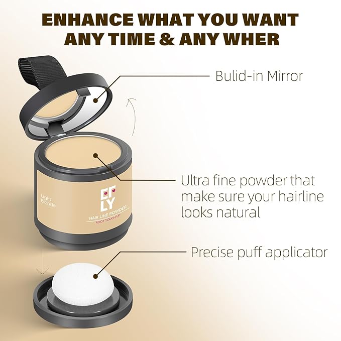 Root Touch Up Hair Color Powder For Concealing Hair Loss and Thinning, Gray Hair Shadow Powder Root Cover Up Hairline Powder For Women Men Eyebrows, Beard Line (Light Blonde, 0.35Ounce)