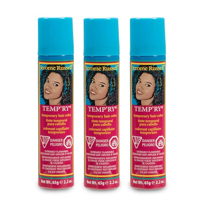 Jerome Russell Temp'ry Spray-on Blue-Black Hair Color, 2.2oz x 3 pack
