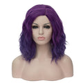 BUFASHION 14" Women Short Dark Purple Kinky Straight Cosplay Synthetic Wigs With Air Bangs 46 Colors Available (Ombre Dark Purple)
