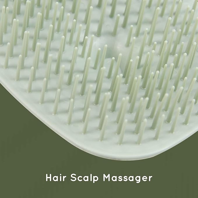 2 PC Scalp Massager Shampoo Brush, Scalp Scrubber & Exfoliator for Dandruff Removal, Wet & Dry and Detangler for Men and Women, Suitable for Short Medium Hair (Green)