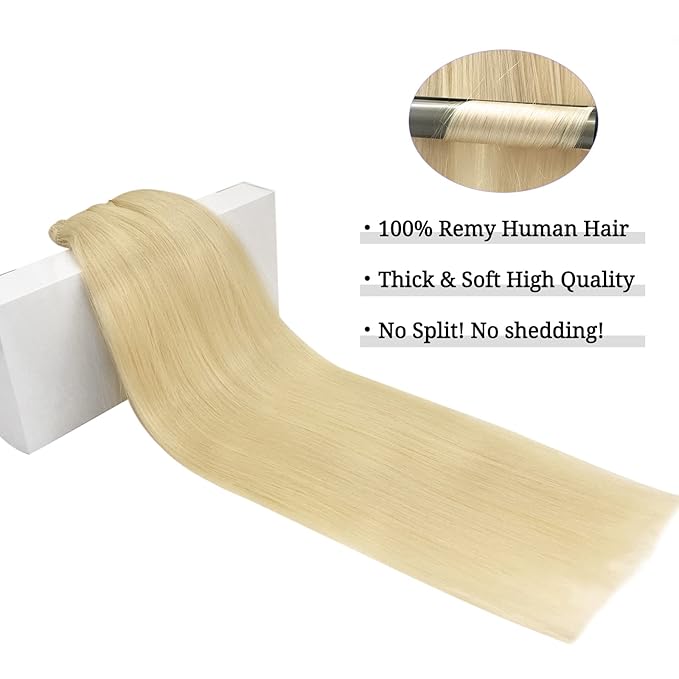 DOORES Clip in Hair Extensions Real Human Hair, Bleach Blonde 150g 9pcs 18 Inch, Remy Clip in Hair Extensions Natural Hair Extensions Human Hair Extensions Clip ins Straight Thick Hair Extensions