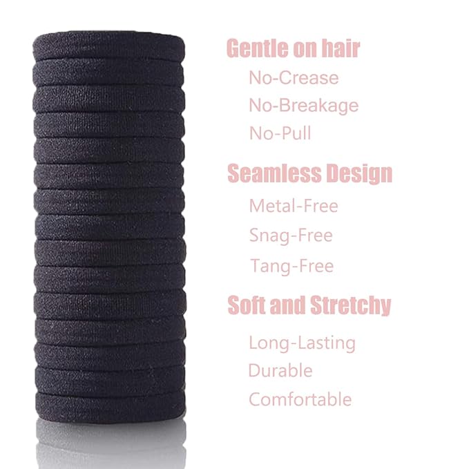 No Damage Hair Ties For Women Girls Men Kids Toddler - Soft Seamless Hair Ties For Thick & Curly Hair - Brown Rubber Bands For Hair No Pull Ponytail Holder