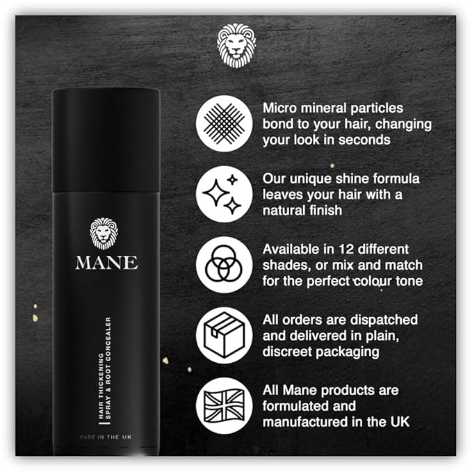 Hair Thickening Fiber Spray by Mane (100 ml, Black)