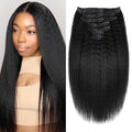 Seamless Clip In Hair Extensions Human Hair Invisible Pu Skin Weft Kinky Straight Seamless Clip Ins For Black Women Real Human Hair Extensions 8pcs With 18clips Per Set 120g (12inch,Natural Black)